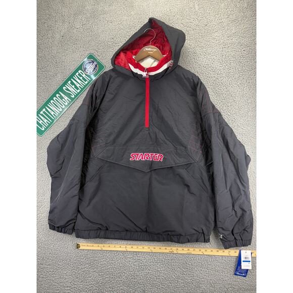 Starter Anorak Pullover Hooded Jacket Mens XL Black Coat $225 Vintage Retro NWT